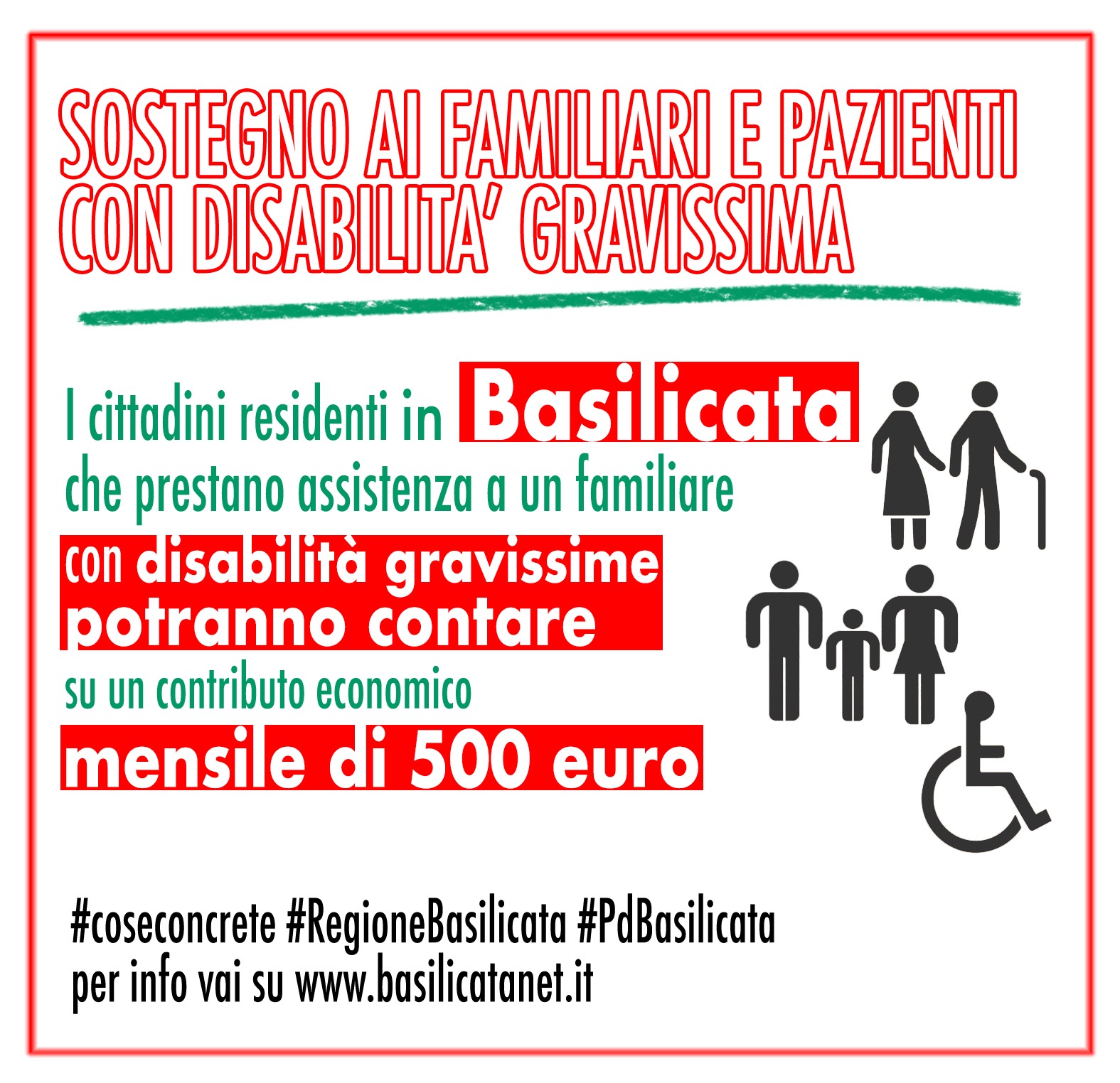 Un plauso alla giunta regionale per misura a sostegno famiglie con malati gravi